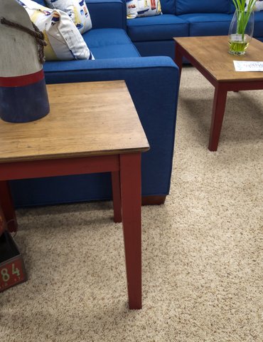 Kitty Hawk Carpets & Furniture Promotions Red and Wood cocktail table endtables